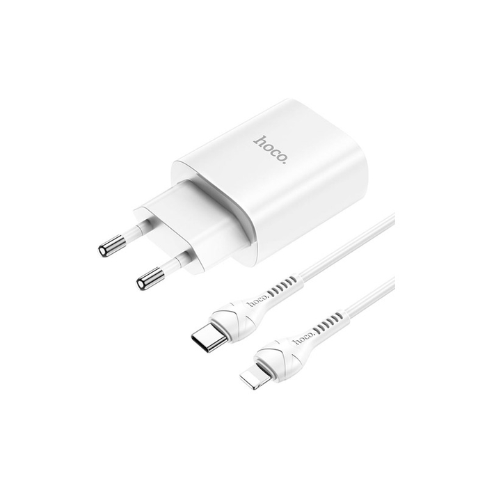 Сетевое зарядное устройство HOCO N14 20W Type-C белый с кабелем Type-C - Lightning 1m