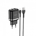 Сетевое зарядное устройство HOCO N4 2.4A 2USB черный + кабель lightning