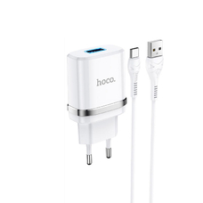 Сетевое зарядное устройство HOCO N1 2.4A белый + кабель Type-C